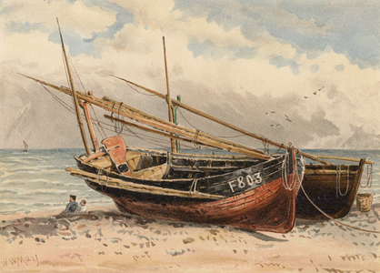 French Fishing Boats, "Etretat" (colour litho)