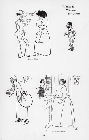 Within and Without the Ghetto: caricatures of Jews (engraving)