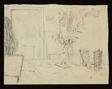 Pot de fleurs dans la salle à manger du cannet, 1938 (pencil on paper)