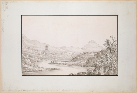 River Stinchar in the foreground; a bridge in the middle ground, near Colmonell