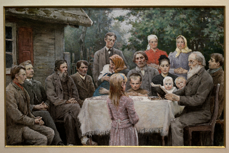 Morning Prayer, From the album "Scenes from Latvian Life", 1896 (watercolour & gouache on paper)