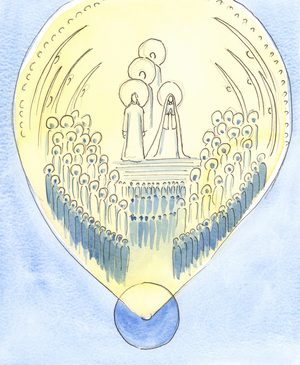 The Kingdom of Heaven, where God reigns in glory, extends as far as Earth: to each place, or each soul, where God's Will is done, 2004 (w/c on paper)