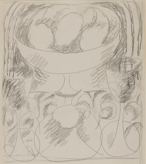 Still-life with two goblets, 1918-20 (pencil on paper)