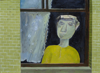 Man at Window, 2018 (oil on board)