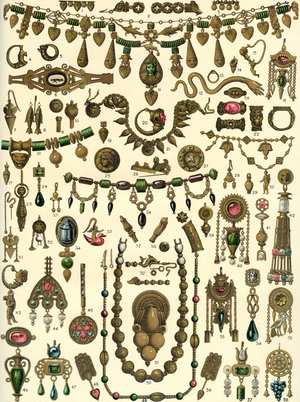 Etruscan jewelry, from Enciclopedia Ilustrada Segui, c.1900