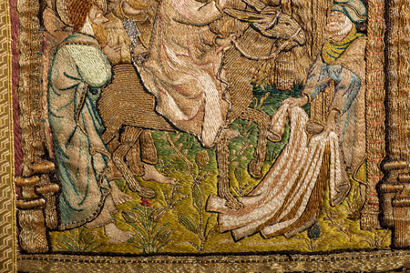 Museum collection (Trésor de la cathédrale). Chasuble (Chasuble de Jean Chevrot). 15th century. Rear end. Detail.