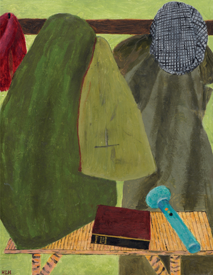 Interior with blue torch (oil on board) 