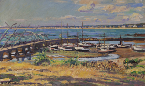 Pornichet - the Old Harbour at Low Tide (oil on canvas)
