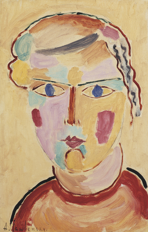 Girl, Bright in Appearance; Madchenkopf, helle Erscheinung, 1916 (oil on thin card laid down on panel)