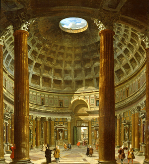 Interior of the Pantheon, Rome (oil on canvas)