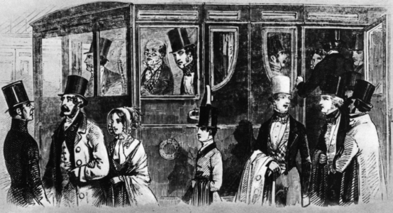 Scene at a railway station, c.1875 (b/w photo)