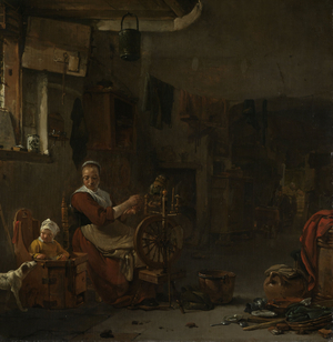 Peasant Woman Spinning, 1640-1677 (oil on panel)