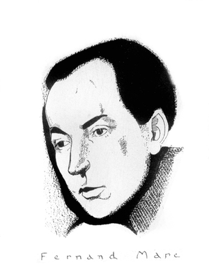 Fernand Marc (1900-1979) French poet, drawing by Jean de Bosschere 1935