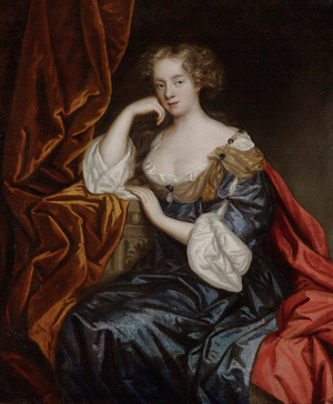 Portrait of a Lady wearing a blue gown (oil on canvas)
