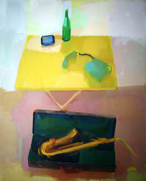 Yellow Table/Saxophone (oil on canvas)