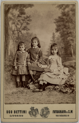 Portrait of three little girls, Livorno, Italy, 1870-80 (photo)