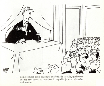 Le Figaro, Satirique en N&B, 1961_5_16: De Gaulle and journalists