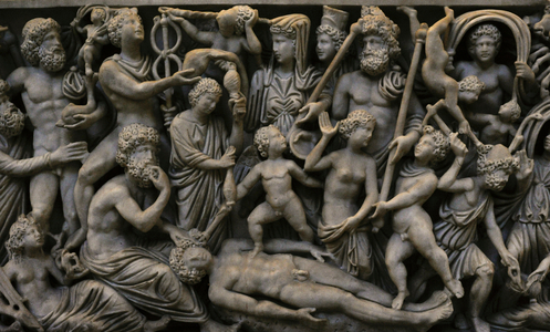 Sarcofagos, Creation of mankid by Prometheus, Marble, from Pozzuoli, Italy, 4th century AD