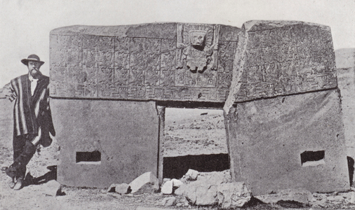 Gateway of the Sun, Tihuanaco, Bolivia (b/w photo)