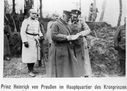 Prince Heinrich of Prussia visits the troops on the Western Front, 1915 (b/w photo)