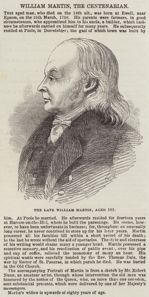 The late William Martin, aged 102 (engraving)