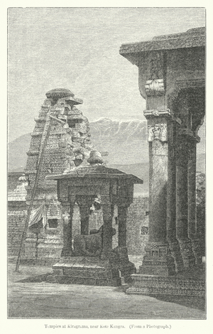 Temples at Kiragrama, near Kote Kangra (engraving)