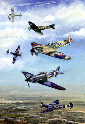Spitfires & Hurricanes, 2012 (oil on panel)