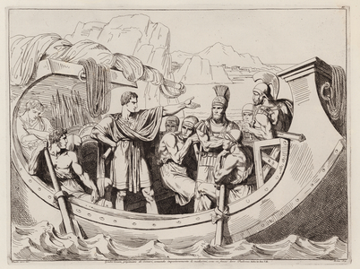 Julius Caesar captured by Cilician pirates, c75 BC (etching)
