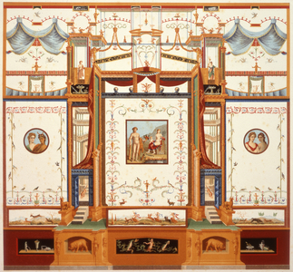 Ancient Pompeian wall painting reproduction, 19th century (watercolour and pencil)