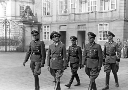 SS Senior Group Leader Frank, Dr. Frick and General Schaal (b/w photo)