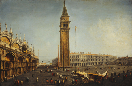 The Piazza San Marco, Venice, from the Torre dell'Orologio, c.1737-9 (oil on canvas)