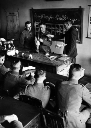 Soldiers of the Reichswehr in a classroom (b/w photo)
