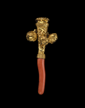 Rattle, c. 1875 (gold and possibly coral)