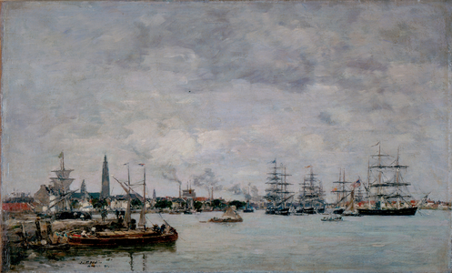 Antwerp, Boats on the Scheldt 1871 (Oil on canvas)