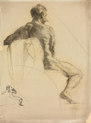 A Study of a Male Figure, 1907 (black chalk and ink on paper)