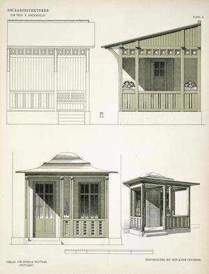 Architecture in Wood, c.1900 (colour litho)