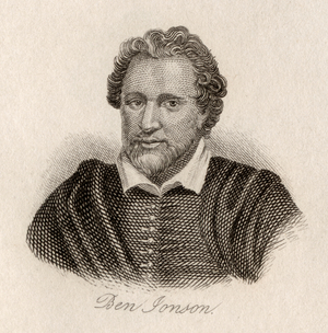 Ben Jonson, 1572-1637. English Jacobean dramatist,  lyric poet and literary critic. Engraved by J.W.Cook.