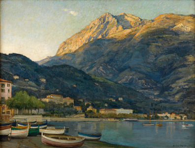 Menton, Cote d'Azur (oil on canvas laid on board)