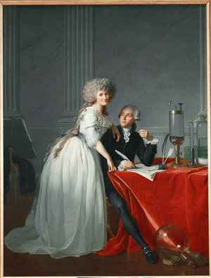 Antoine Laurent Lavoisier and wife, French chemist executed during the French Revolution (oil on canvas)