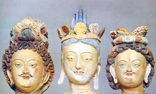 China: Sculptured heads from the Kizil Thousand Buddha Caves, Xinjiang