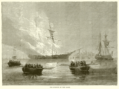 The burning of the Gaspe (engraving)