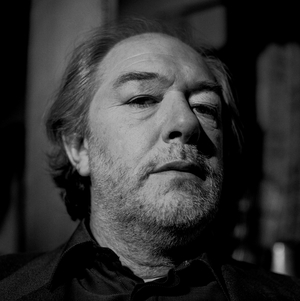 Michael Gambon, during the filming of 'Two Deaths' (b/w photo)