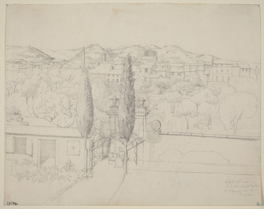 Aussicht aus meinem Fenster, via valfonda in Florenz (Gardens in Florence Seen from the Artist's Window), 1821 (graphite)