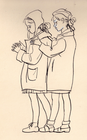 Illustration from 'The School Desk' by Nina Rakovskaya, 1962 (indian ink on paper)