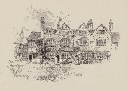 Some Ancient Houses in the Long Walk Bermondsey (litho)