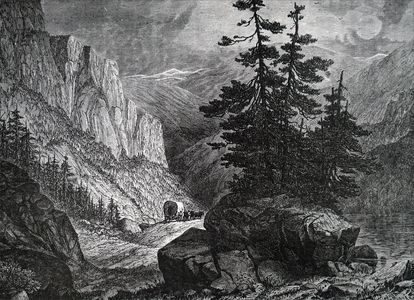 A covered wagon, 19th century (illustration)