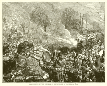 The Defence of the Chateau of Hougoumont at Waterloo, 1815 (engraving)