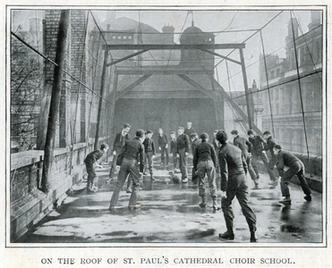 On the Roof of St. Paul's Cathedral Choir School (b/w photo)