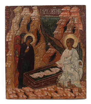 Icon with the Myrrh-Bearing Women at the Sepulchre, early 17th century (tempera on panel)