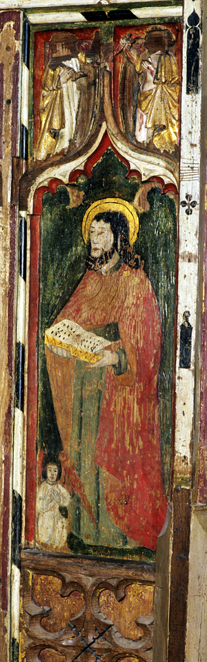 St Matthew, detail of the rood screen, All Saints Church, Morston, Norfolk, UK (tempera on wood)